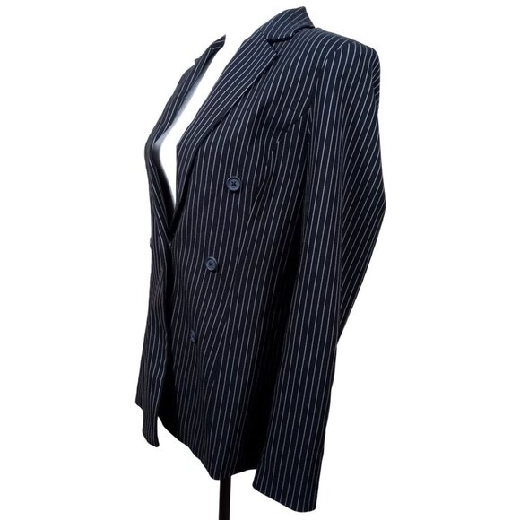 Who What Wear Womens Black/White Pinstripe Blazer Size Medium - Picture 5 of 9